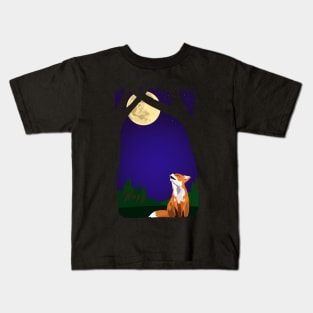 Full moon fox Kids T-Shirt